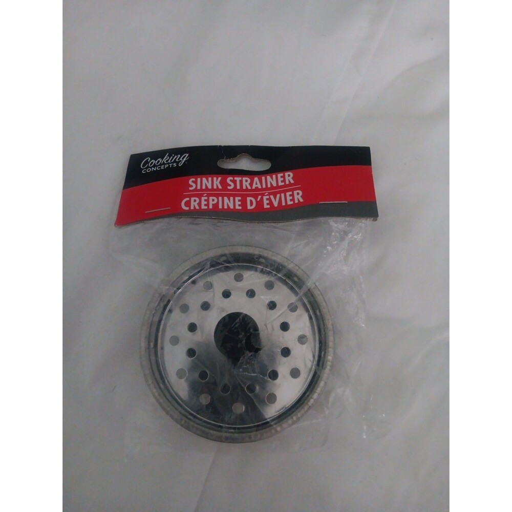 (NEW) Kitchen Metal Sink Strainer w Rubber Stopper by Cooking Concepts FREE SHIP